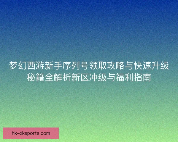 梦幻西游新手序列号领取攻略与快速升级秘籍全解析新区冲级与福利指南
